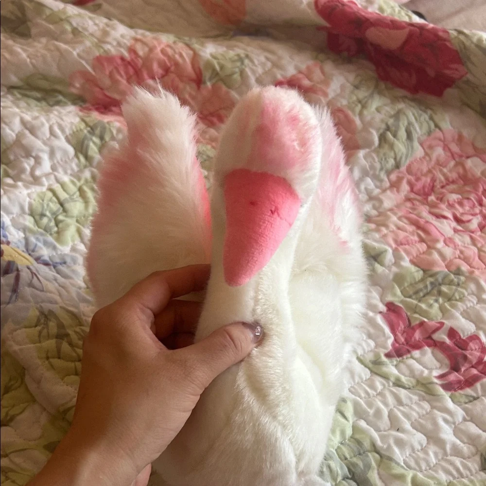 Plush White & Pink Swan Toy - Soft Small Pet Plush